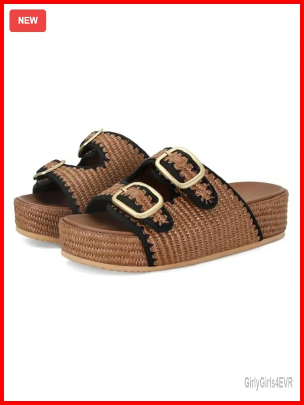 Woven Straw Crochet Espadrille Wedge Sandals with Double Buckle Strap